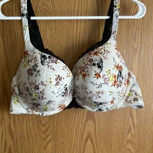 Floral Skull Print Bra - Multicolor